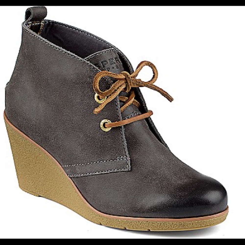 EUC!! Sperry Harlow Burnished Leather Wedge bootie